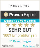 Proven Expert - Mandy Kirmse - sehr gut 100% Empfehlung